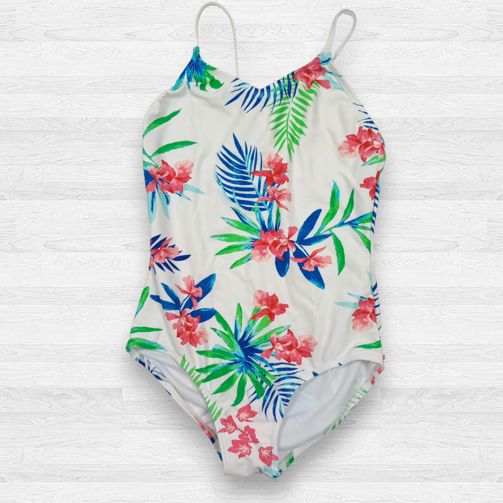 KANU Surf Girls Leonie Floral White Beach Sport 1-Piece Swimsuit Size 12